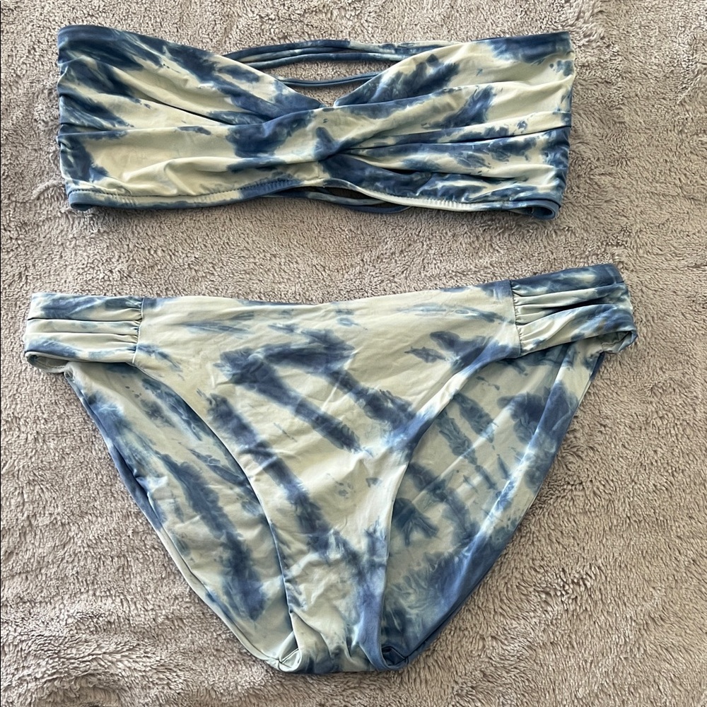 Lucky Brand Blue Tie-Dye Bikini/Tankini 3 Pieces